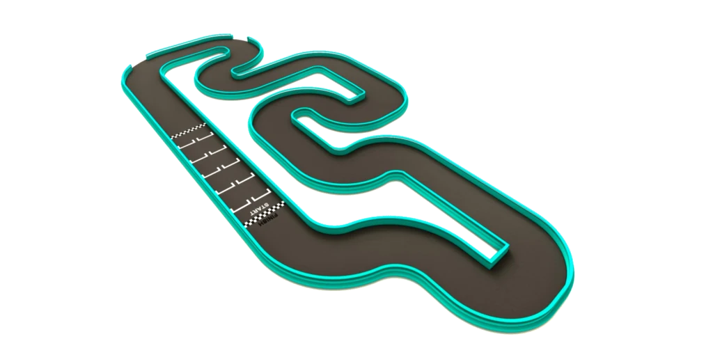Mapa del trazado de la pista indoor de Kart21 en Costa del Este